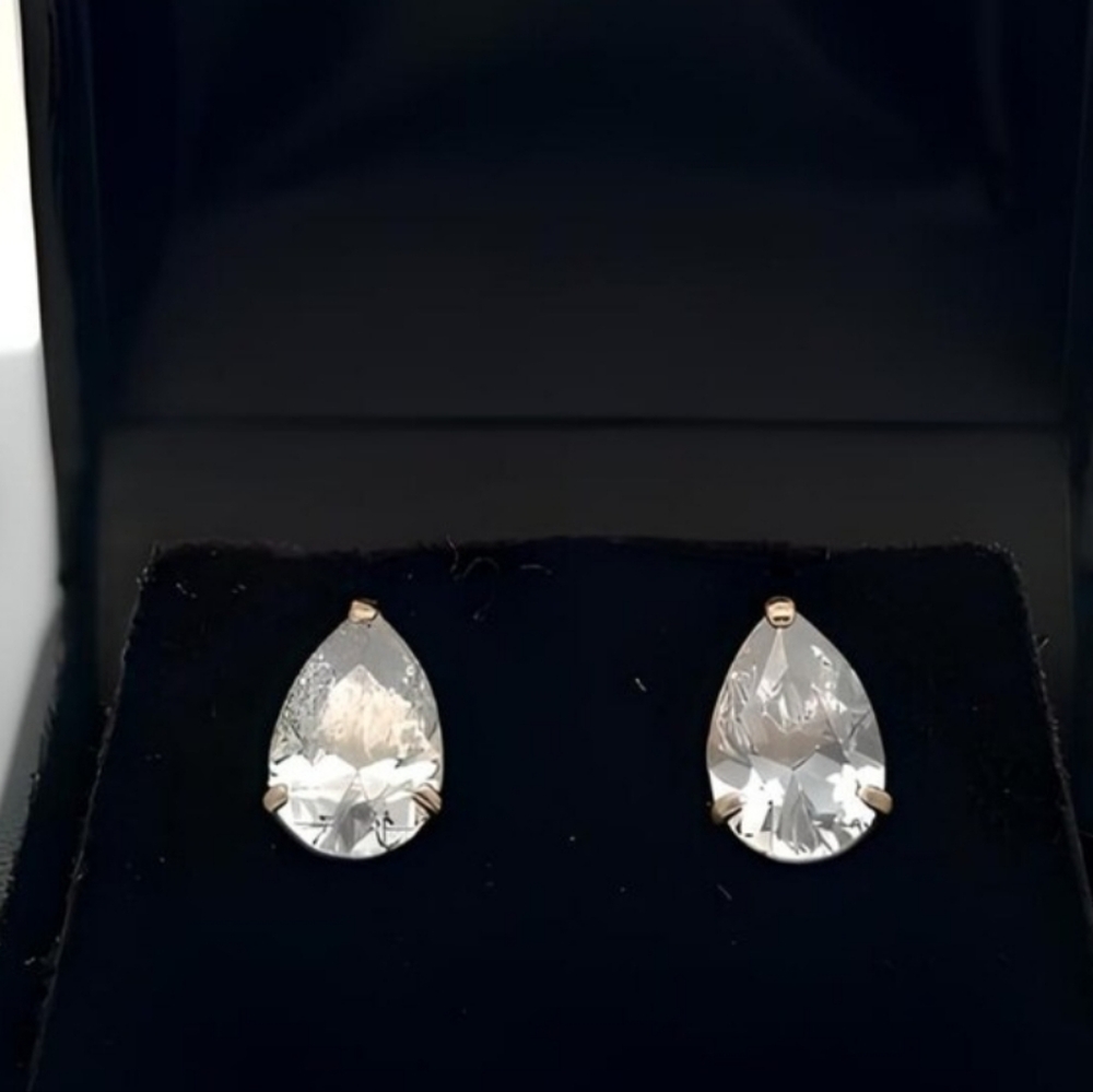 3 TCW Geniune Moissanite Pear Shaped Earrings/ Certification BNWT/ 1.5 tcw per e